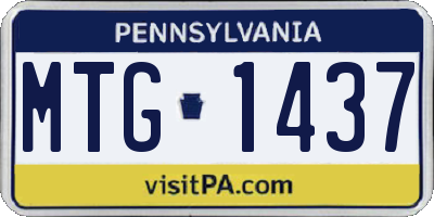 PA license plate MTG1437