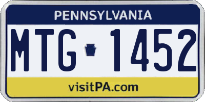 PA license plate MTG1452