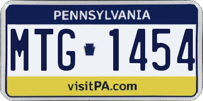 PA license plate MTG1454