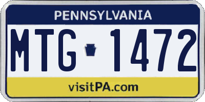 PA license plate MTG1472