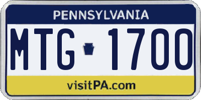 PA license plate MTG1700