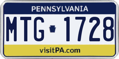 PA license plate MTG1728