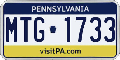 PA license plate MTG1733