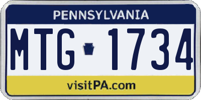 PA license plate MTG1734