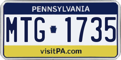 PA license plate MTG1735