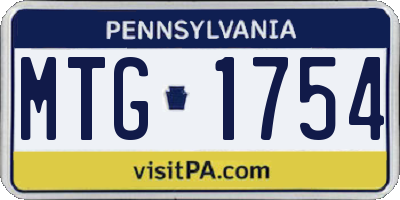 PA license plate MTG1754