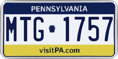PA license plate MTG1757