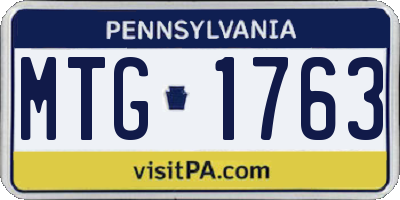 PA license plate MTG1763