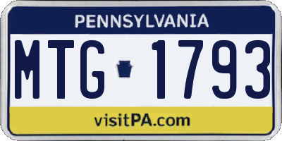 PA license plate MTG1793