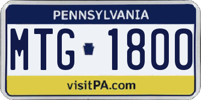 PA license plate MTG1800