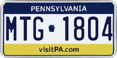 PA license plate MTG1804