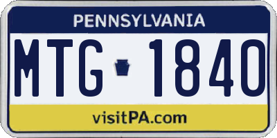 PA license plate MTG1840
