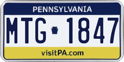 PA license plate MTG1847