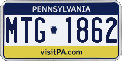 PA license plate MTG1862