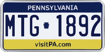 PA license plate MTG1892