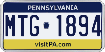 PA license plate MTG1894