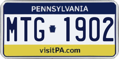 PA license plate MTG1902
