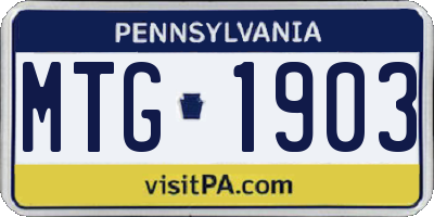 PA license plate MTG1903