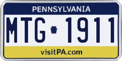 PA license plate MTG1911