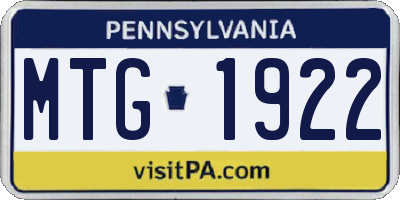 PA license plate MTG1922