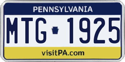 PA license plate MTG1925