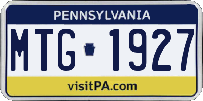 PA license plate MTG1927