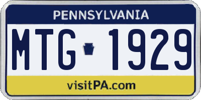 PA license plate MTG1929