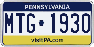 PA license plate MTG1930