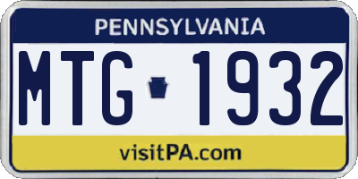 PA license plate MTG1932