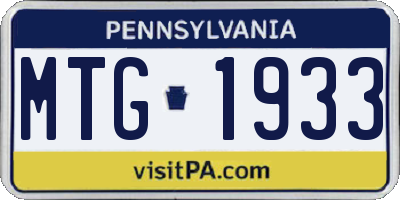 PA license plate MTG1933