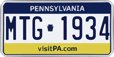 PA license plate MTG1934