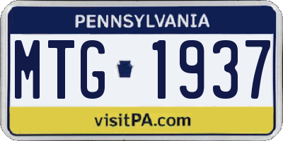 PA license plate MTG1937