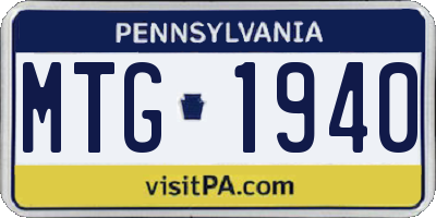 PA license plate MTG1940