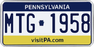 PA license plate MTG1958