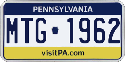 PA license plate MTG1962