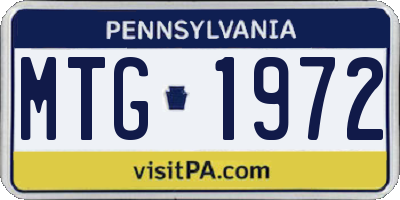 PA license plate MTG1972