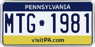 PA license plate MTG1981