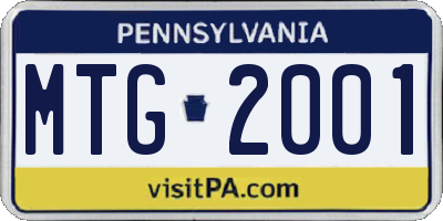 PA license plate MTG2001