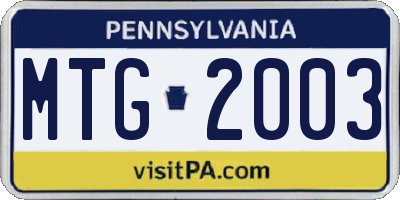 PA license plate MTG2003
