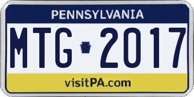 PA license plate MTG2017