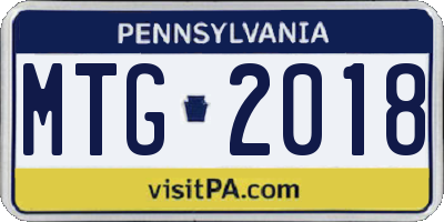 PA license plate MTG2018