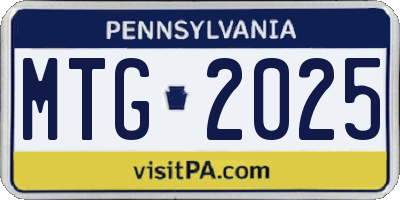 PA license plate MTG2025