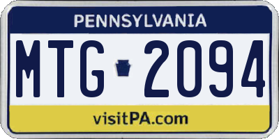 PA license plate MTG2094