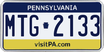PA license plate MTG2133