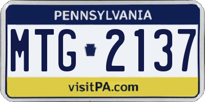 PA license plate MTG2137