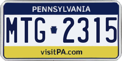 PA license plate MTG2315