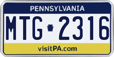 PA license plate MTG2316