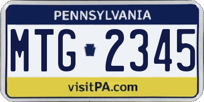 PA license plate MTG2345