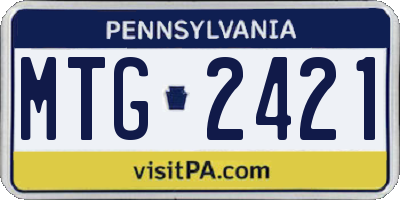 PA license plate MTG2421