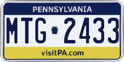 PA license plate MTG2433